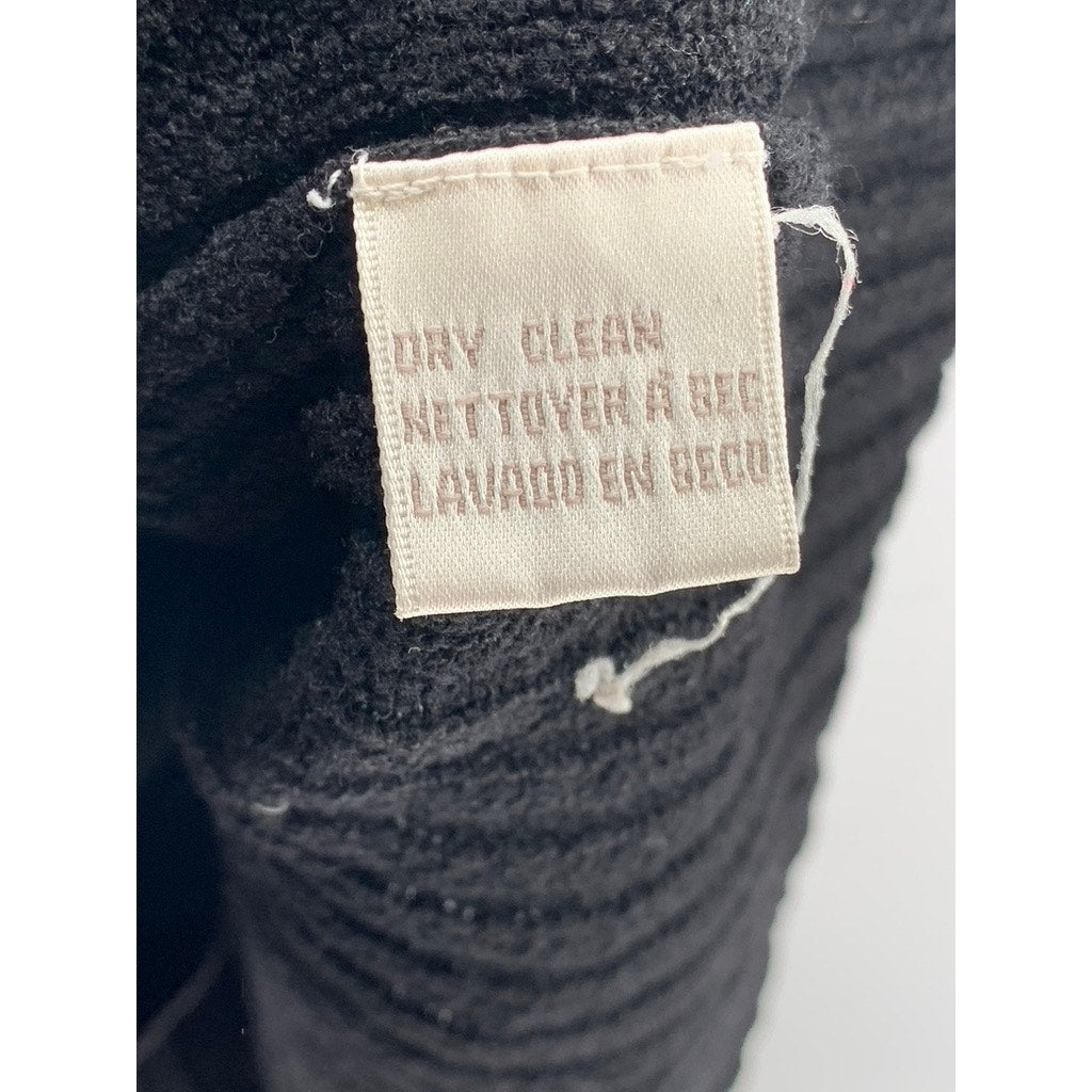 JONES NEW YORK Women's Black Rib Knit Button-Up Cardigan SZ M