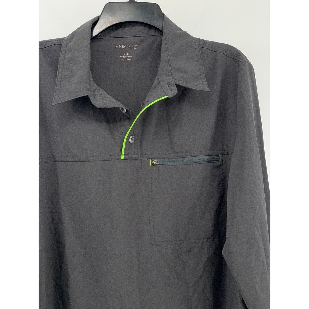 UNBRANDED Men's Charcoal Gray Half-Button Long Sleeve Sweater SZ L