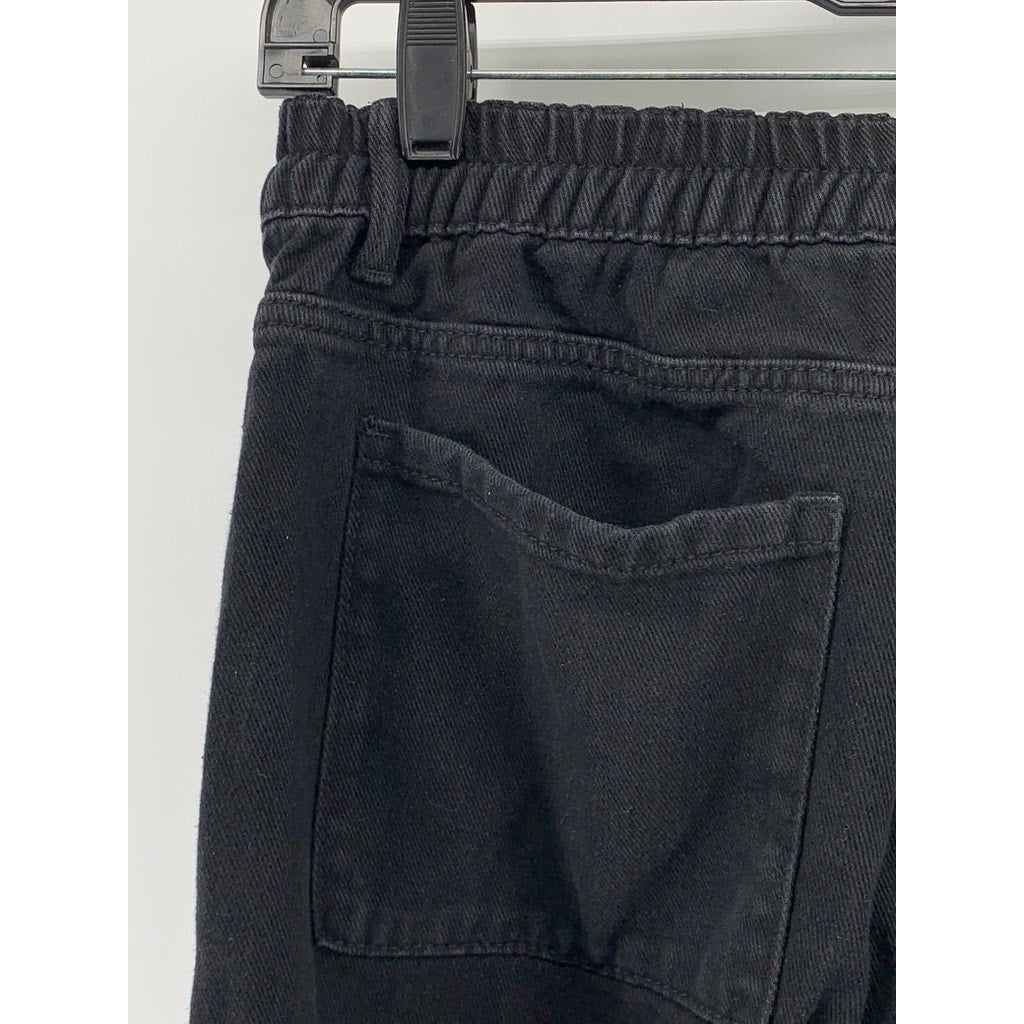 UNBRANDED Women's Black Straight-Leg Relaxed Fit Cargo Jeans SZ S