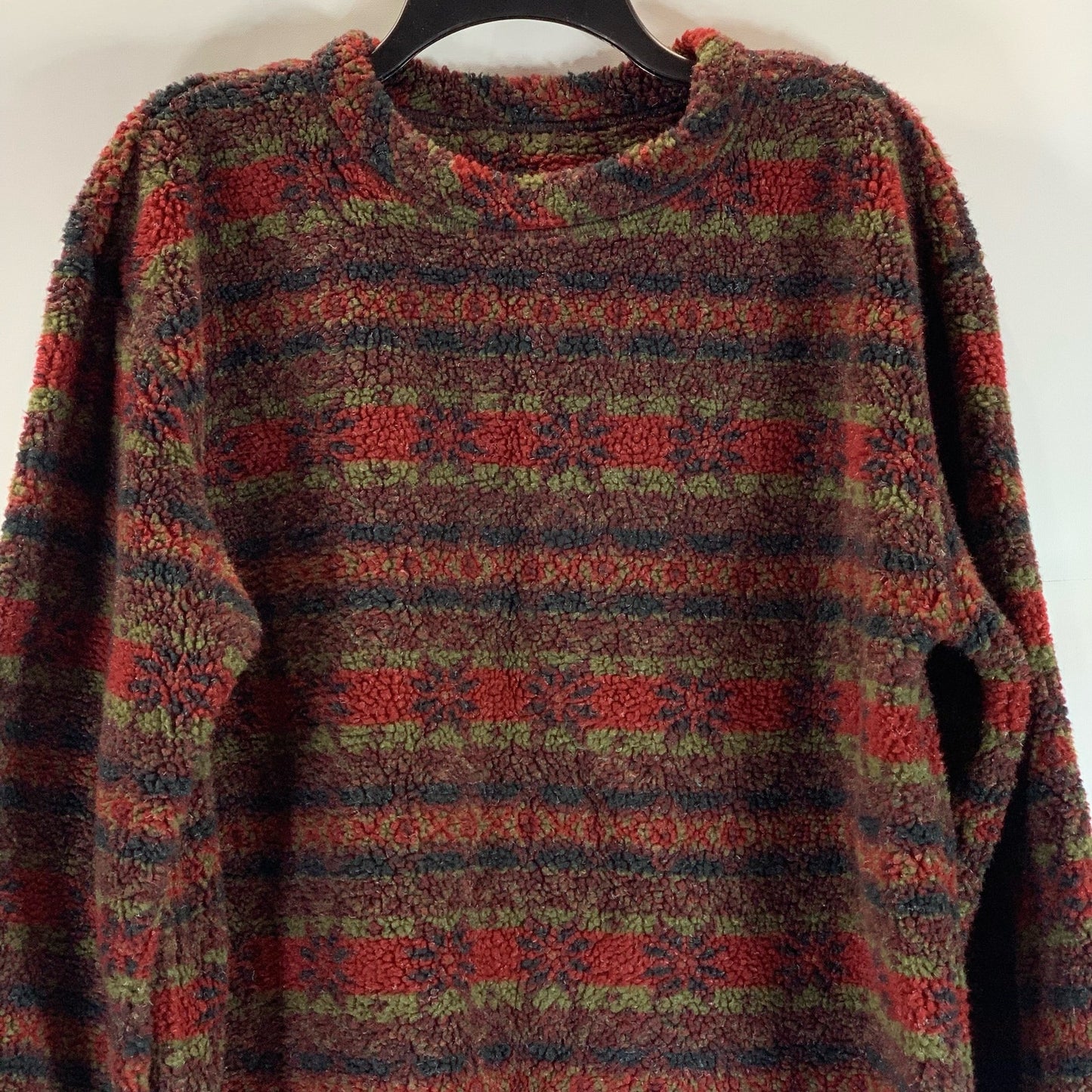 WOOLRICH Men's Red Printed Crewneck Long Sleeve Rugged Pullover Sweater SZ M