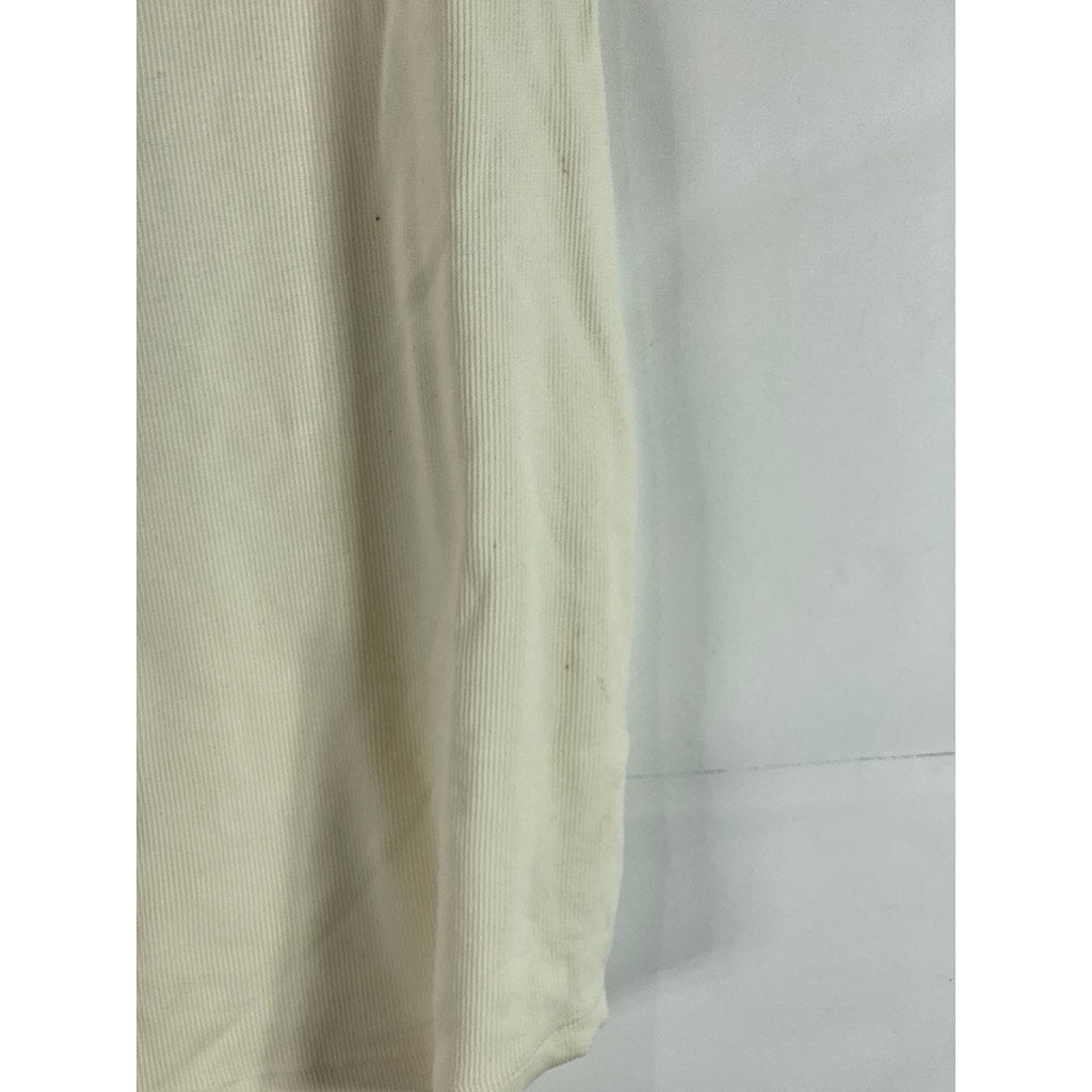 DAILY PAPER Women's Beige Ribbed Erib Crewneck Sleeveless Mini Dress SZ M