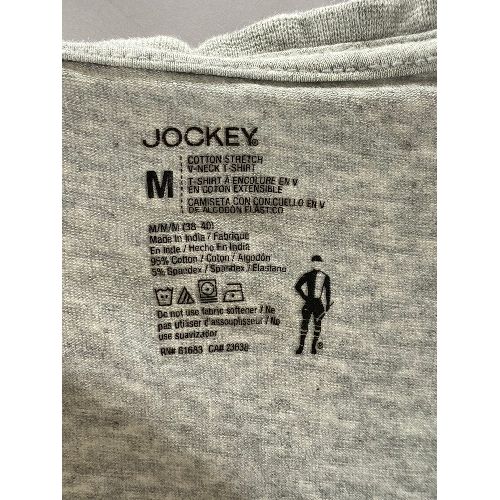 JOCKEY Men’s Gray Solid Cotton Stretch V-Neck Short Sleeve T-Short SZ M