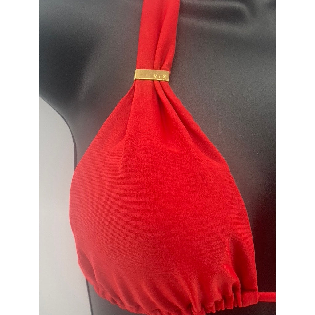 CLUB MONACO BY VIX Women's Red-Gold Halter Bikini Top SZ S