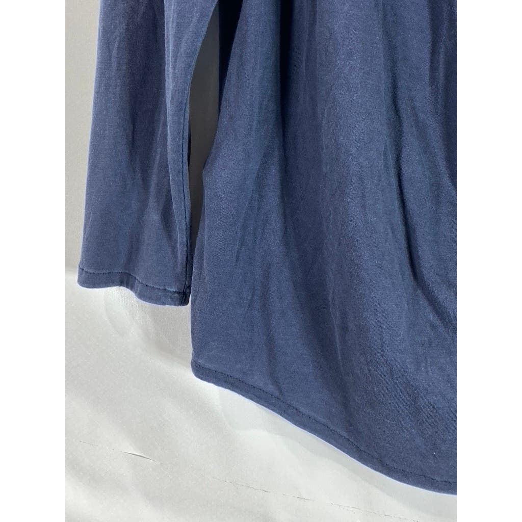 MASSIMO DUTTI Women's Solid Blue Long Sleeve Shirt SZ M