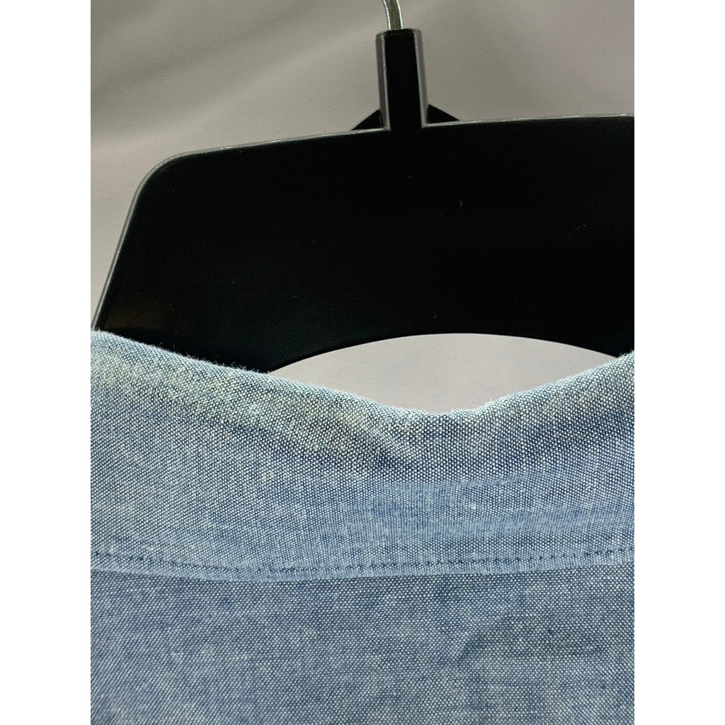 A.P.C. RUE MADAME PARIS Men's Blue Regular-Fit Button-Up long Sleeve Shirt SZ S