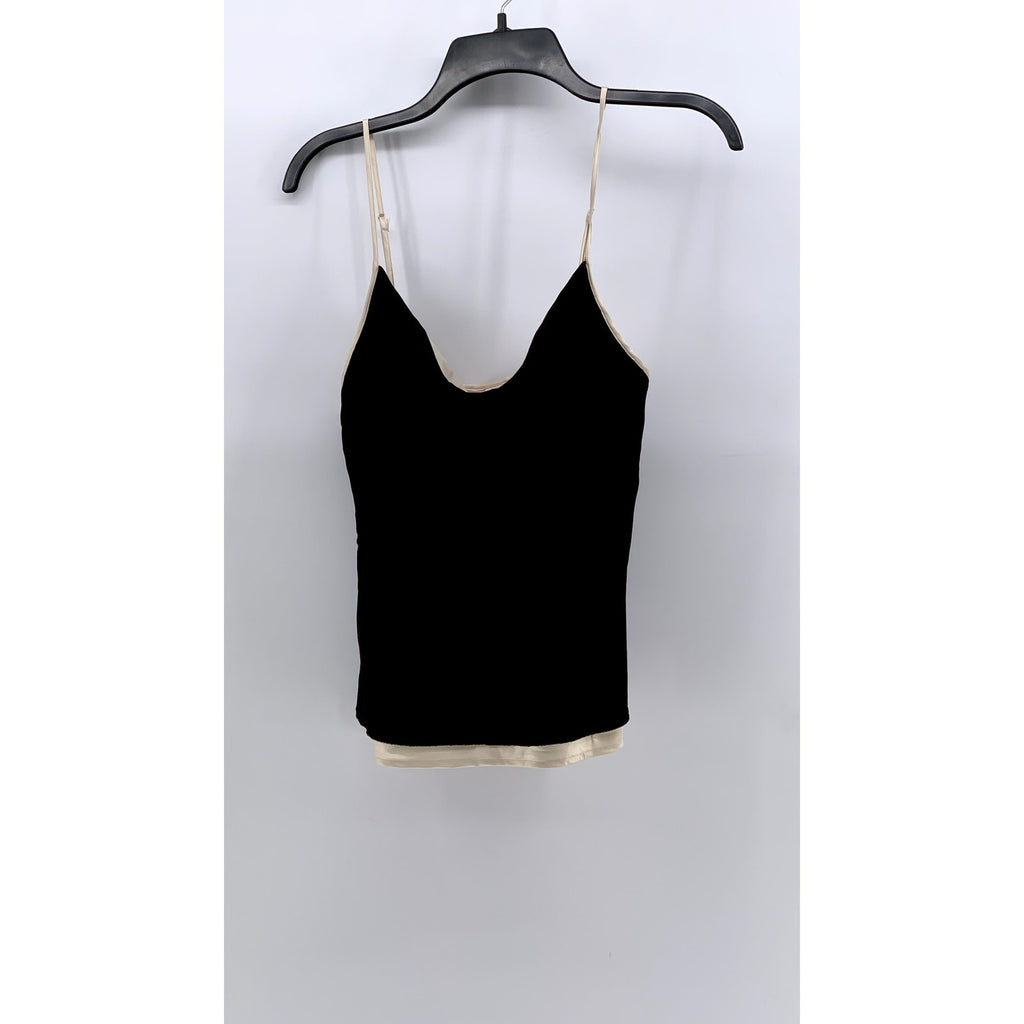 VICTORIA'S SECRET Women's Black-Beige V-Neck Cami Top SZ M