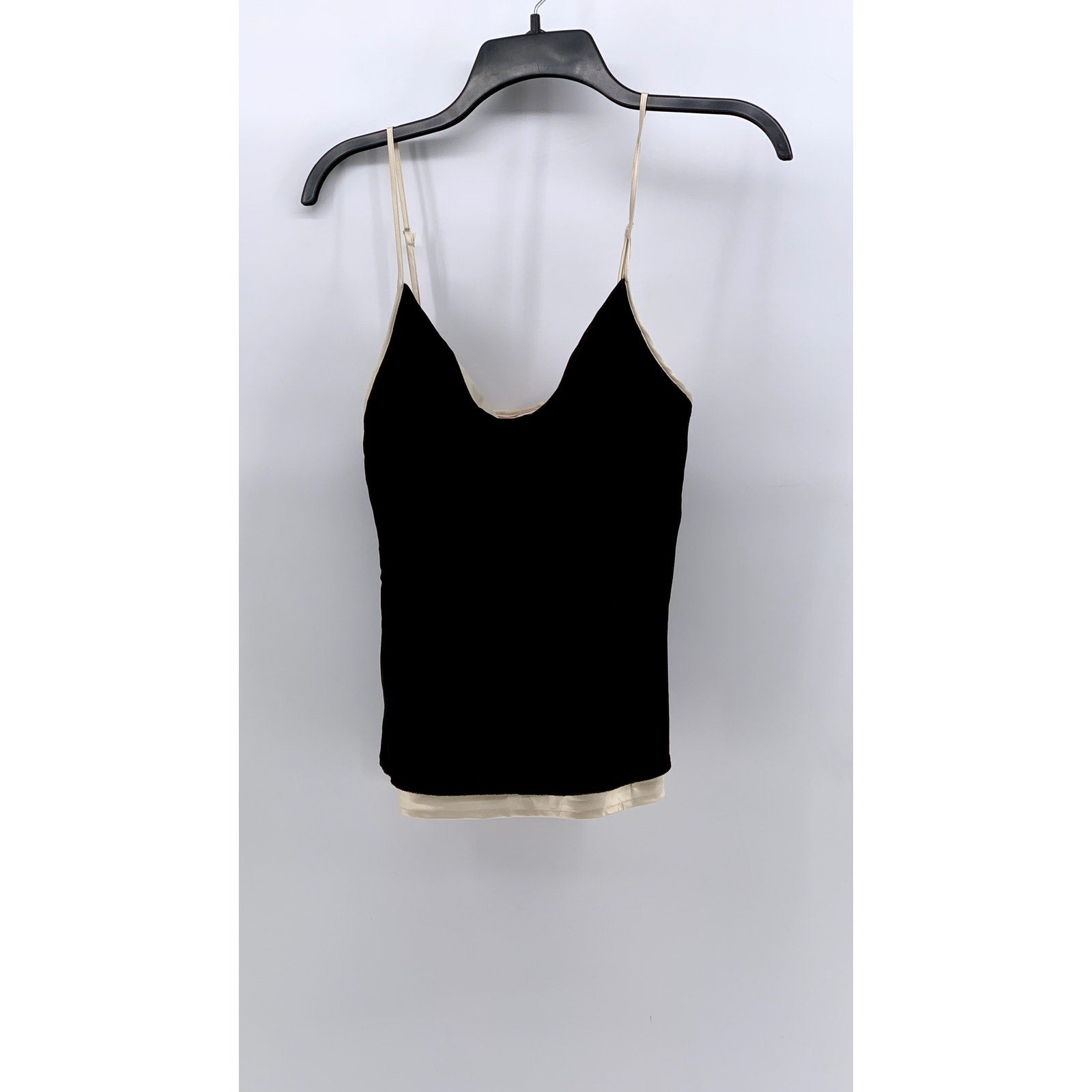 VICTORIA'S SECRET Women's Black-Beige V-Neck Cami Top SZ M