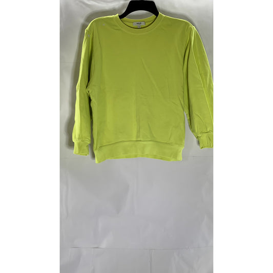 AGOLDE Women's Tarte Neon Green Thora Crewneck 3/4 Sleeve Sweatshirt SZ S