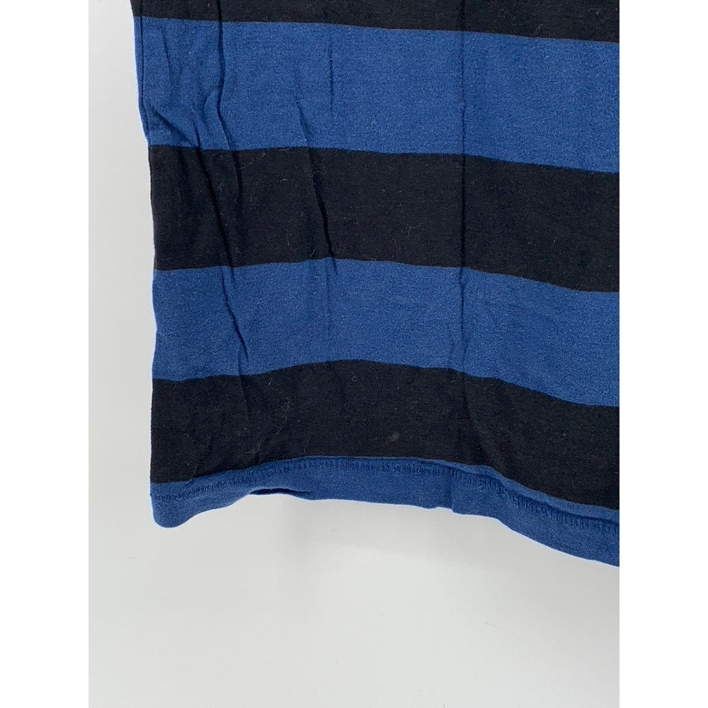 H&M Men's Black-Dark Blue Striped Crewneck Casual Short Sleeve T-Shirt SZ M