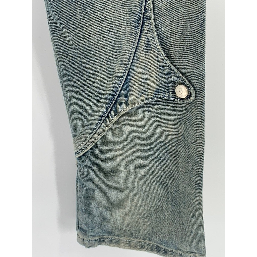 UNBRANDED Women's Light Blue Y2K Streetwear Straight Leg Regular Fit Jeans SZ S