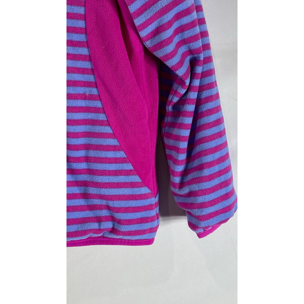 THE NORTH FACE Girl's Pink/Purple Striped Fleece Reversible Jacket SZ L(14-16)