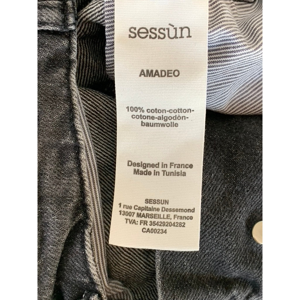 SESSUN BLUE Women's Black Denim Amadeo Split Button Front Skirt SZ 36(US4)