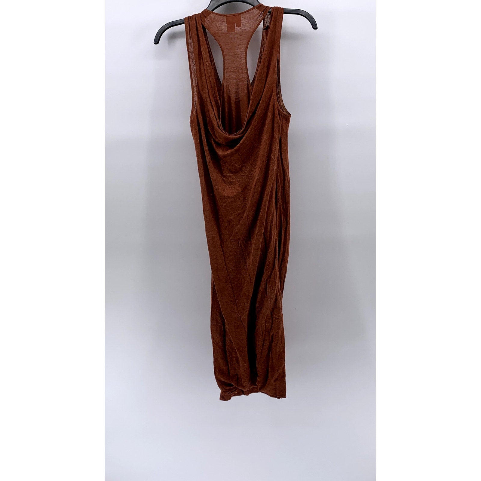 TRACY REESE NEW YORK Women's Burnt Orange Linen Scoop-Neck Drapey Midi Dress SZS