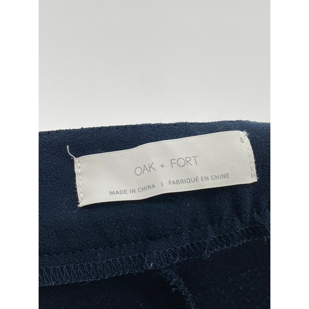 OAK & FORT Women's Navy Blue-White Striped Wide-Leg Side-Zipper Pants SZ 0