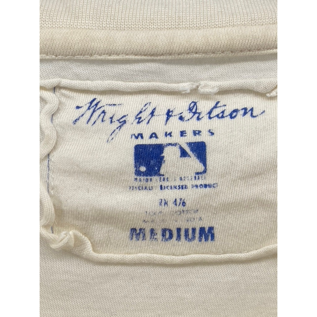 WRIGHT & DITSON Men's Cream Vintage LA Dodgers Graphic Crewneck T-Shirt SZ M