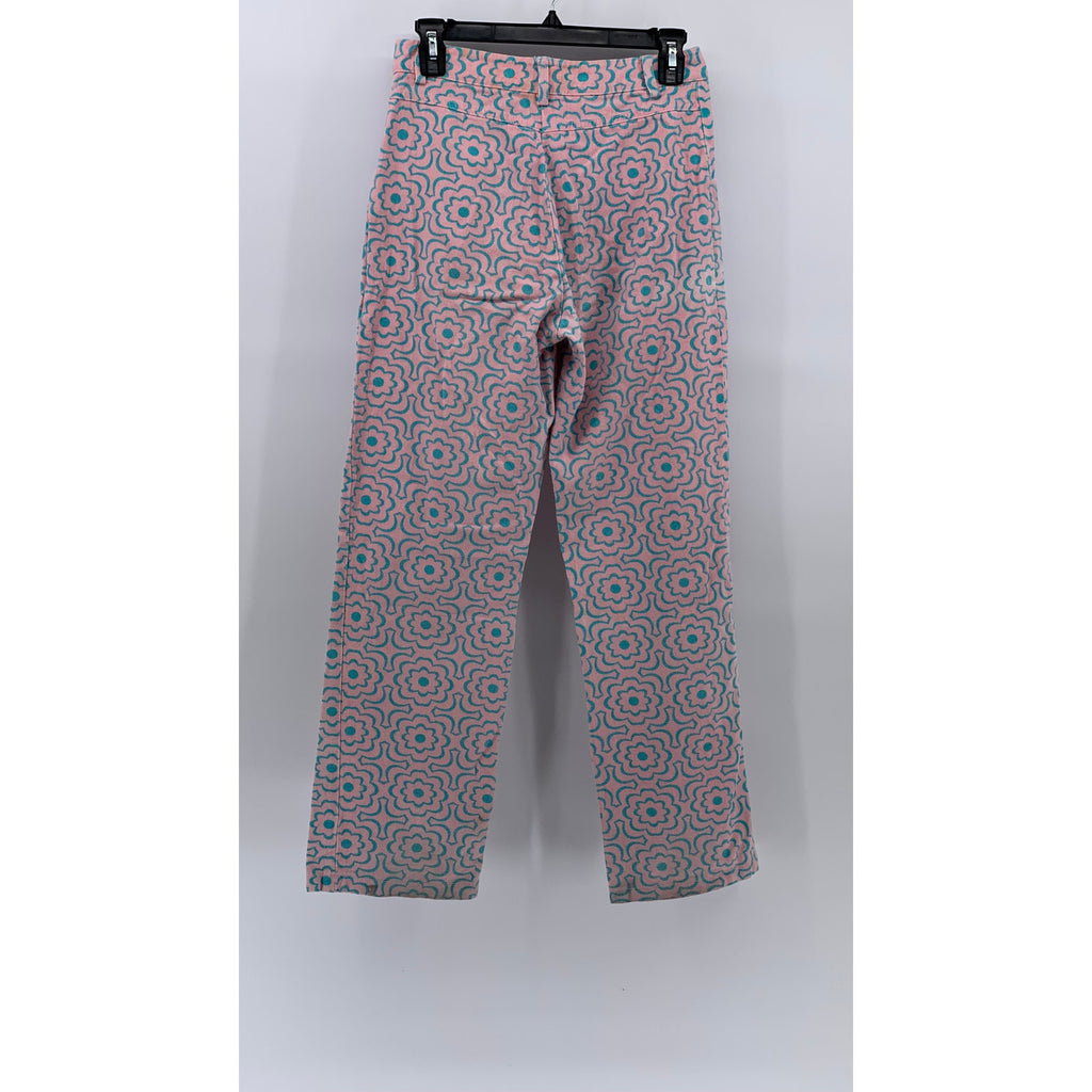 LOVE + HARMONY Women's Pink-Blue Flower Print Straight-Leg High-Rise Pants SZ S