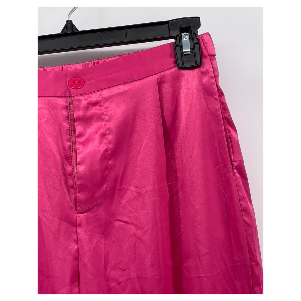 ADIKA Women's Fuchsia Pink Wide-Leg High-Rise Dress Up Pant SZ S