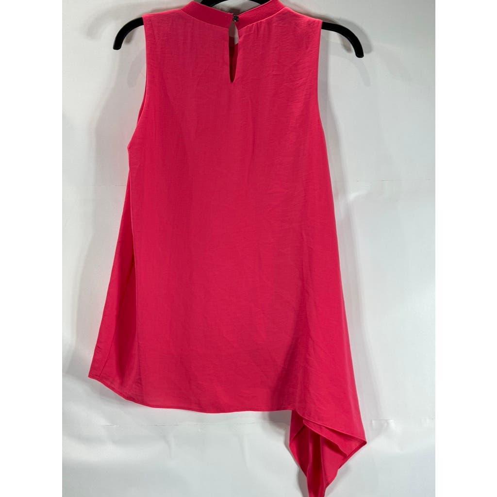 RACHEL RACHEL ROY Women's Bright Coral Mandarin Collar Asymmetrical Hem Top SZ S