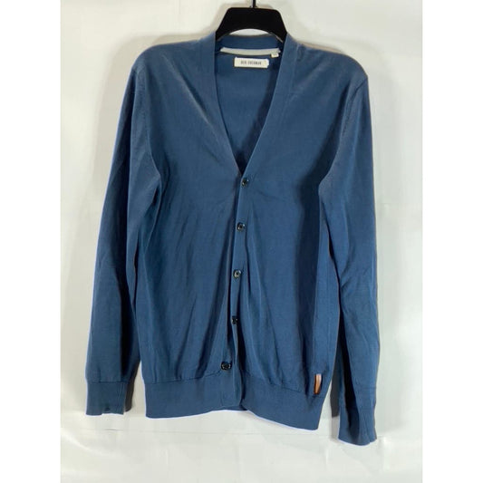 BEN SHERMAN Men's Blue Button-Up V-Neck Long Sleeve Cardigan SZ S
