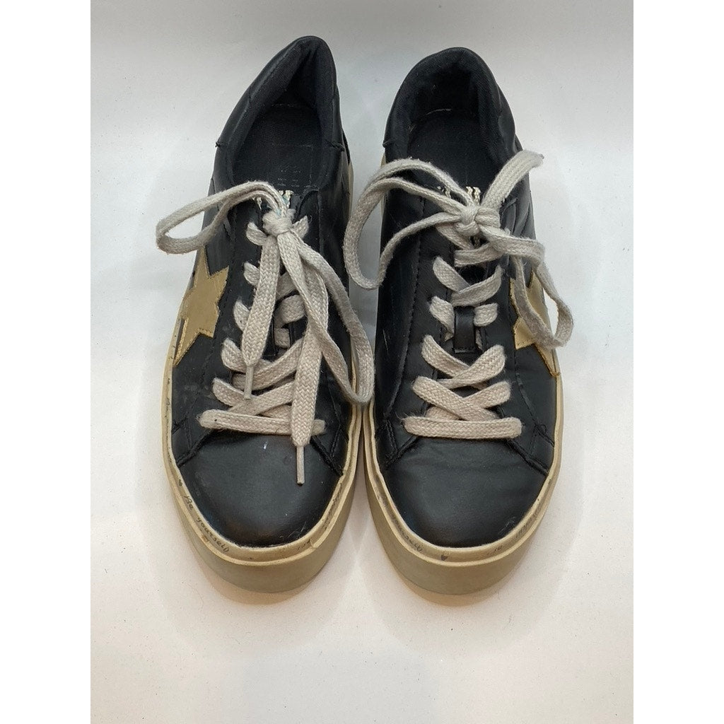 SHU SHOPS Women's Black Star Print Poppea Platform Lace-Up Casual Sneakers SZ6.5