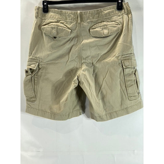 LANDS' END Men's Tan Traditional-Fit Cargo Stretch Cotton Shorts SZ 38