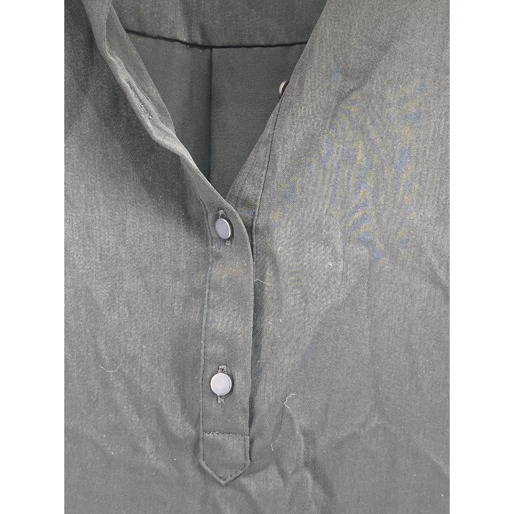 CARGO CREW Women's Navy Solid Half-Button Short Sleeve Uniform Shirt SZ 14(US10)