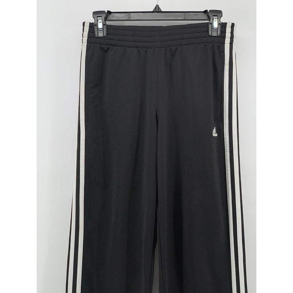 ADIDAS Men's Black-White 3-Stripe Relaxed Fit Straight Leg Track Pants SZ S