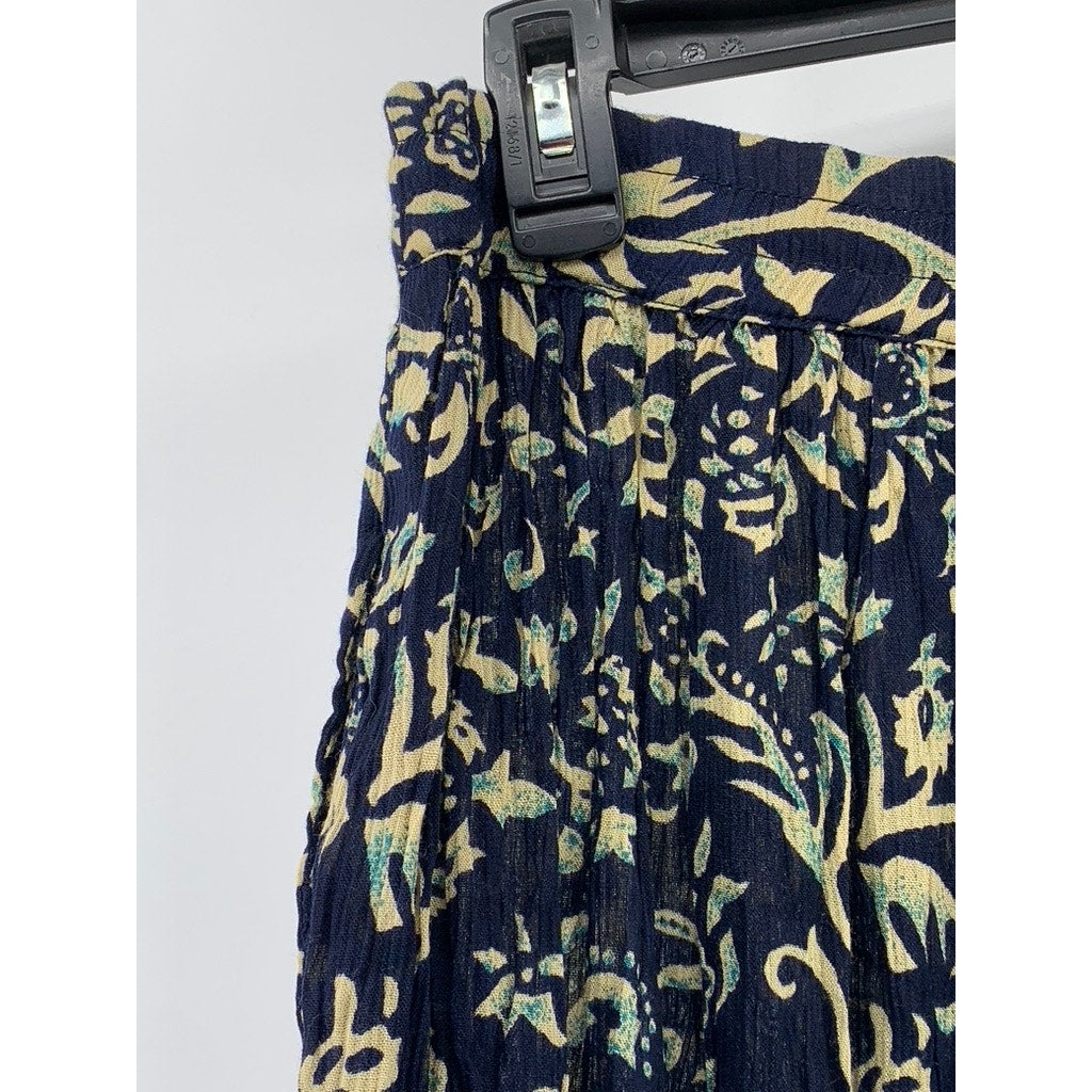 ORVIS Women's Navy Floral Midi Skirt SZ M