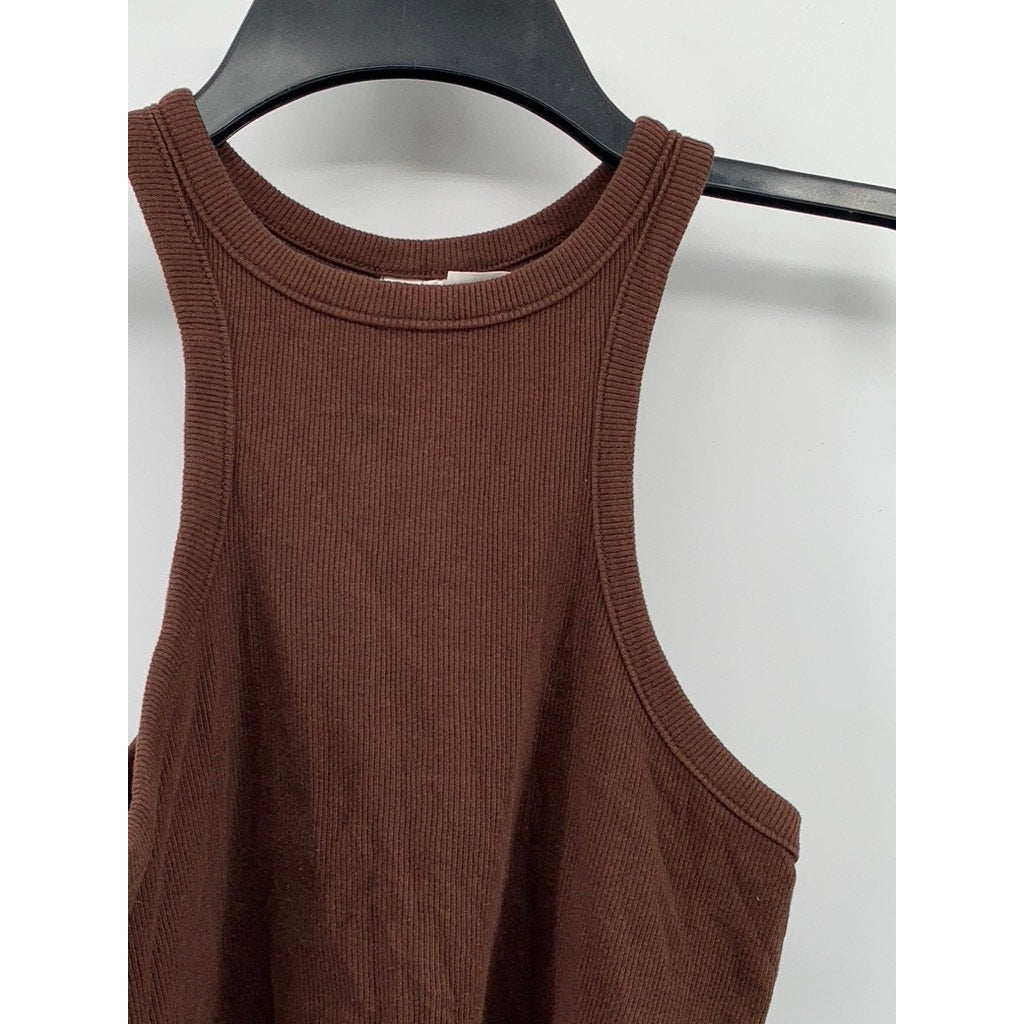 DIVIDED BY H&M Women's Chocolate Ribbed Racerback Tank Top SZ S