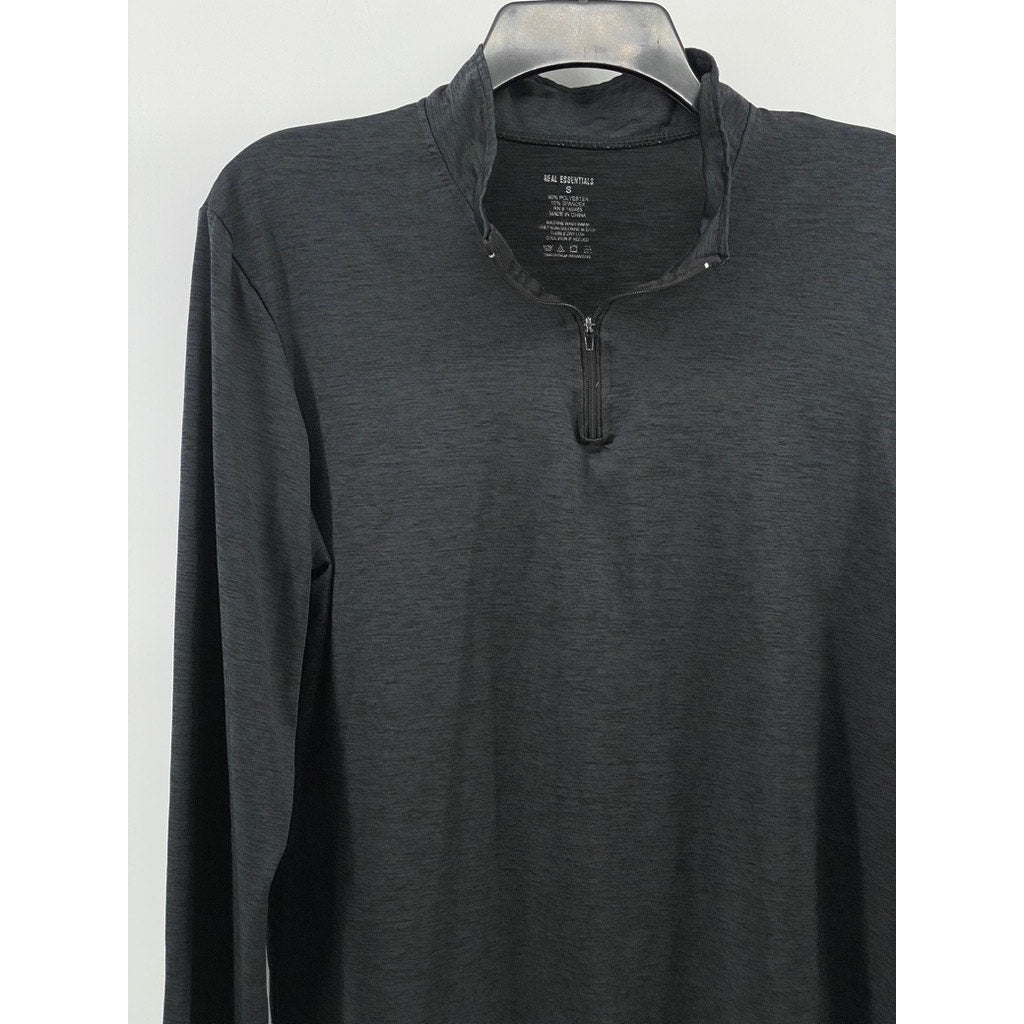 REAL ESSENTIALS Men's Charcoal Half-Zip Long Sleeve Active Shirt SZ S