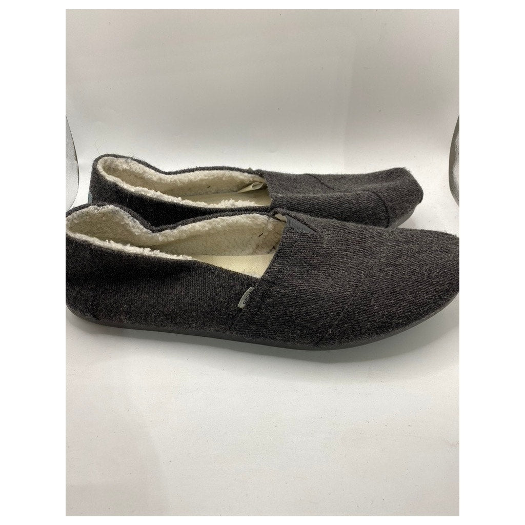 TOMS Women's Gray Canvas Sherpa Lined Alpagarta Slip-On Casual Shoes SZ  12