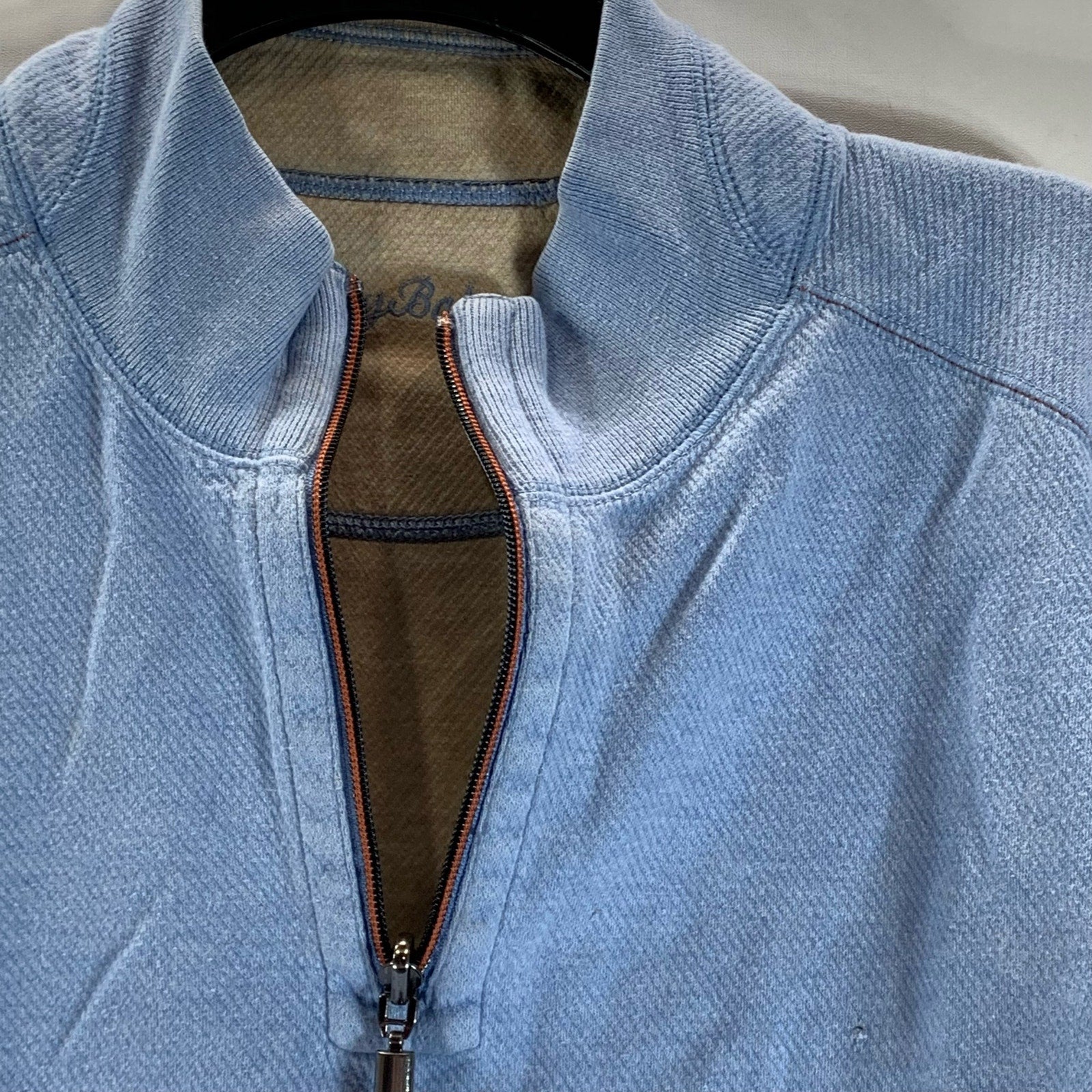 TOMMY BAHAMA Men's Light Blue Textured Quarter-Zip Pullover Sweater SZ XL