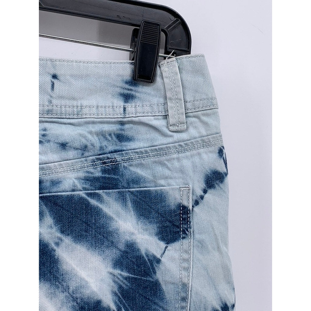 JUST JEANS Women's Blue-White Denim Tie-Dye Shorts SZ 9
