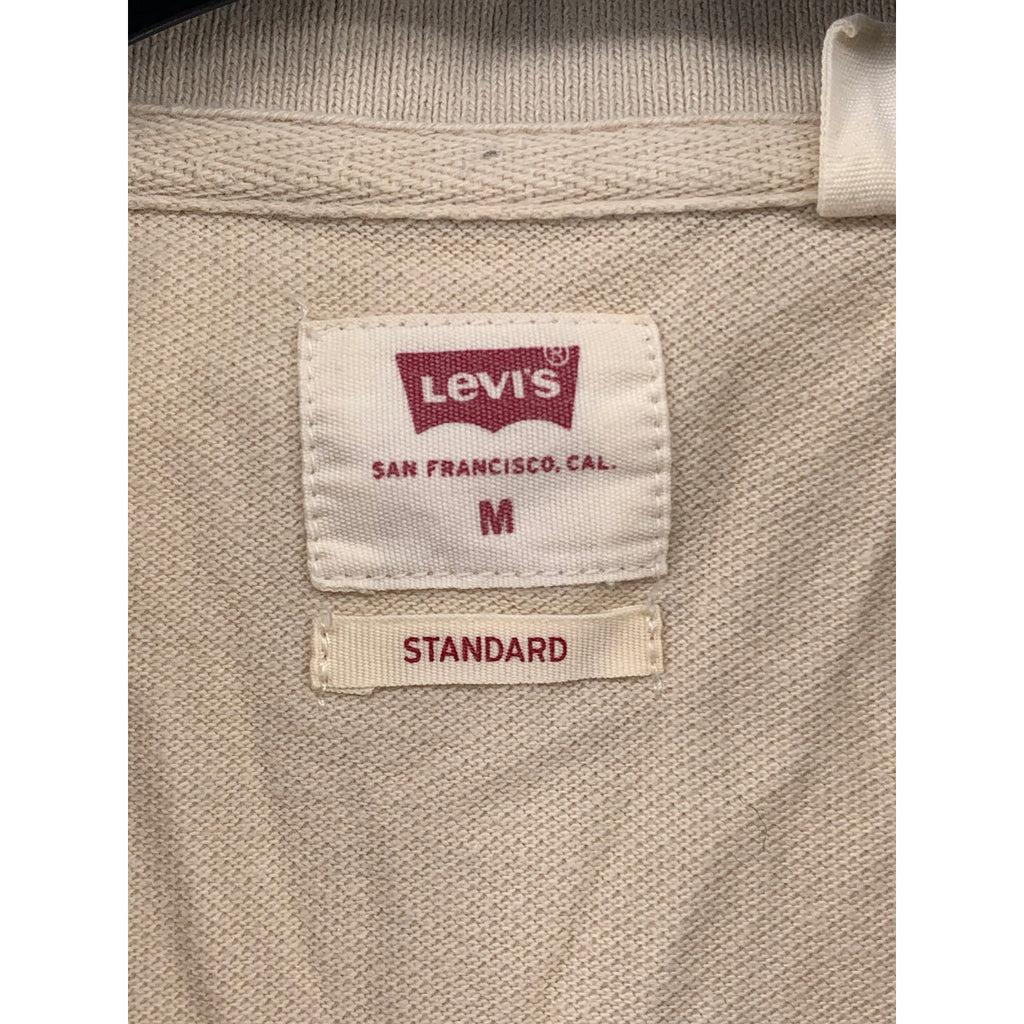 LEVI'S Men's Tan Solid Embroidered Logo Short Sleeve Housemark Polo Shirt SZ M