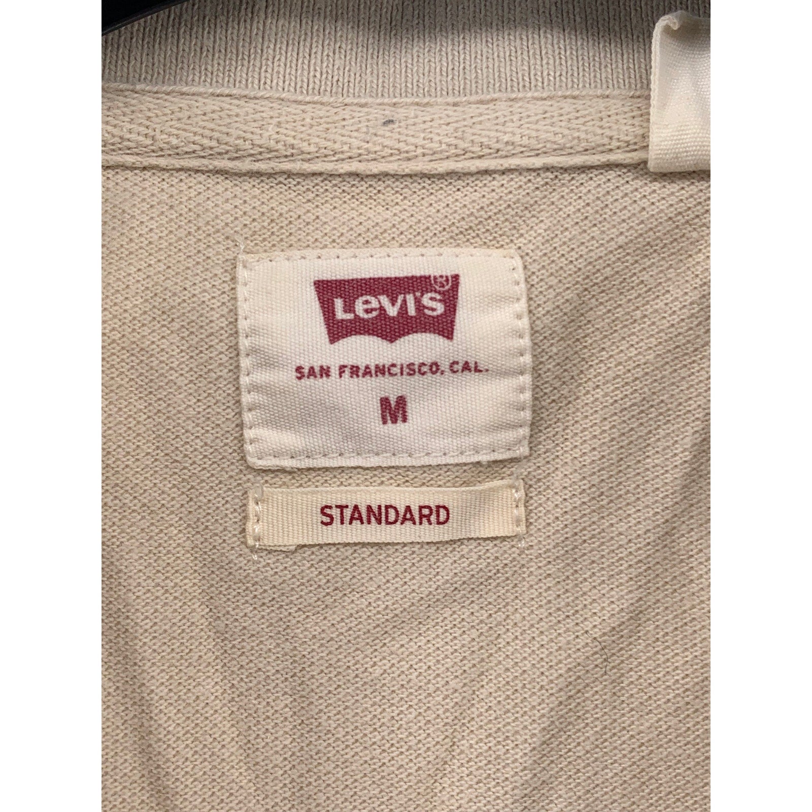LEVI'S Men's Tan Solid Embroidered Logo Short Sleeve Housemark Polo Shirt SZ M