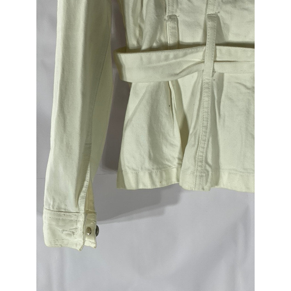 BLANK NYC X REVOLVE Women's White Denim Belted Button-Up Jacket SZ S