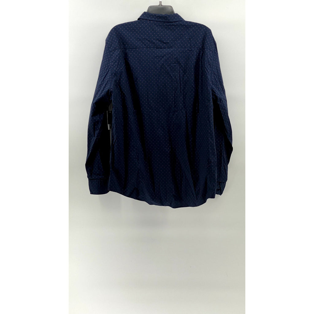 ST. JOHN'S BAY Men's Navy Printed Classic-Fit Button-Up Long Sleeve Shirt SZ L