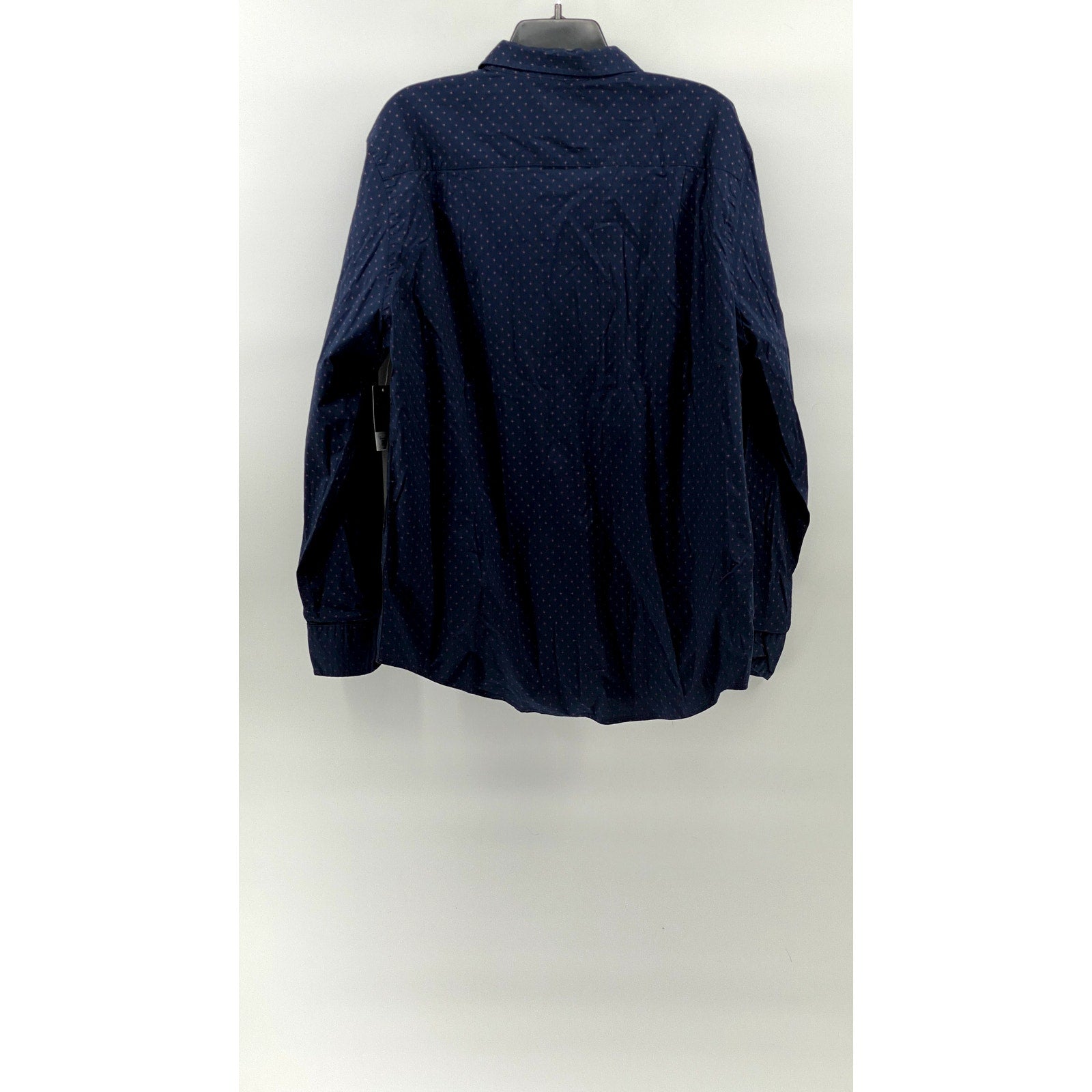 ST. JOHN'S BAY Men's Navy Printed Classic-Fit Button-Up Long Sleeve Shirt SZ L