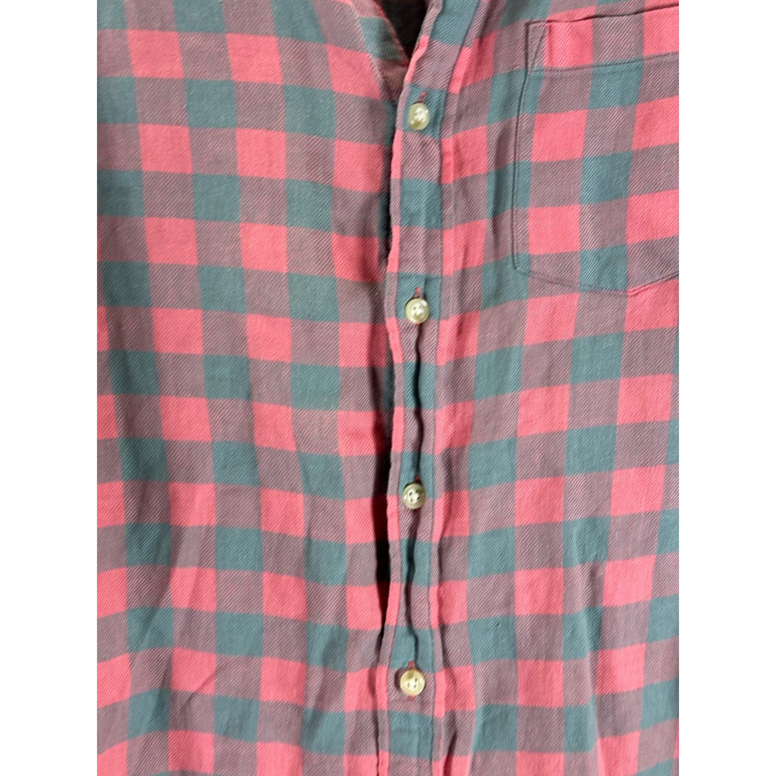 TAILORED BY J. CREW Men's Salmon Pink/Gray Plaid Button-Up Long Sleeve Shirt SZM