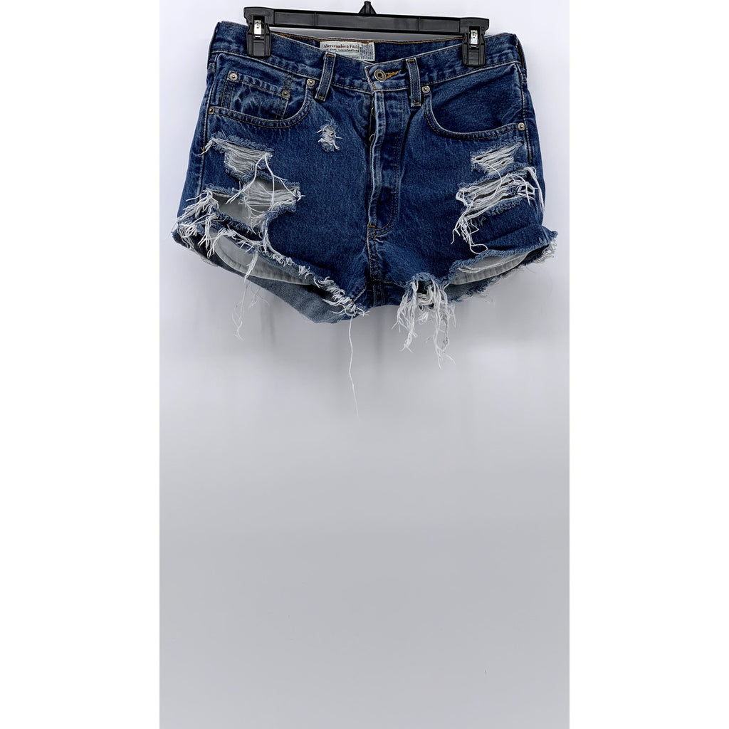 ABERCROMBIE & FITCH Women's Vintage Blue Distressed Button-Fly Denim Jeans SZ 8