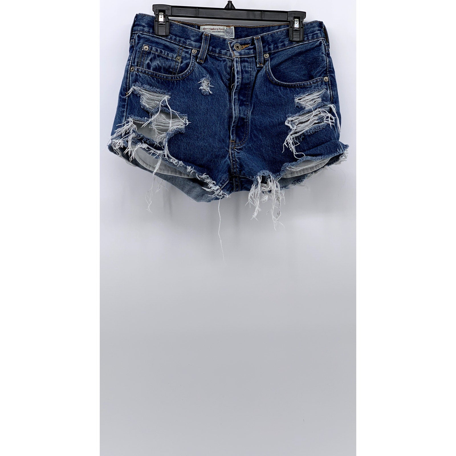 ABERCROMBIE & FITCH Women's Vintage Blue Distressed Button-Fly Denim Jeans SZ 8