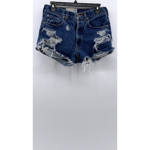 ABERCROMBIE & FITCH Women's Vintage Blue Distressed Button-Fly Denim Jeans SZ 8