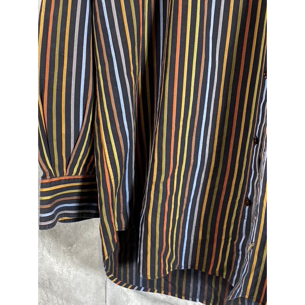 ROBERT TALBOTT CARAMEL Men's Brown Multi Stripe Button-Up Long Sleeve Shirt SZ L