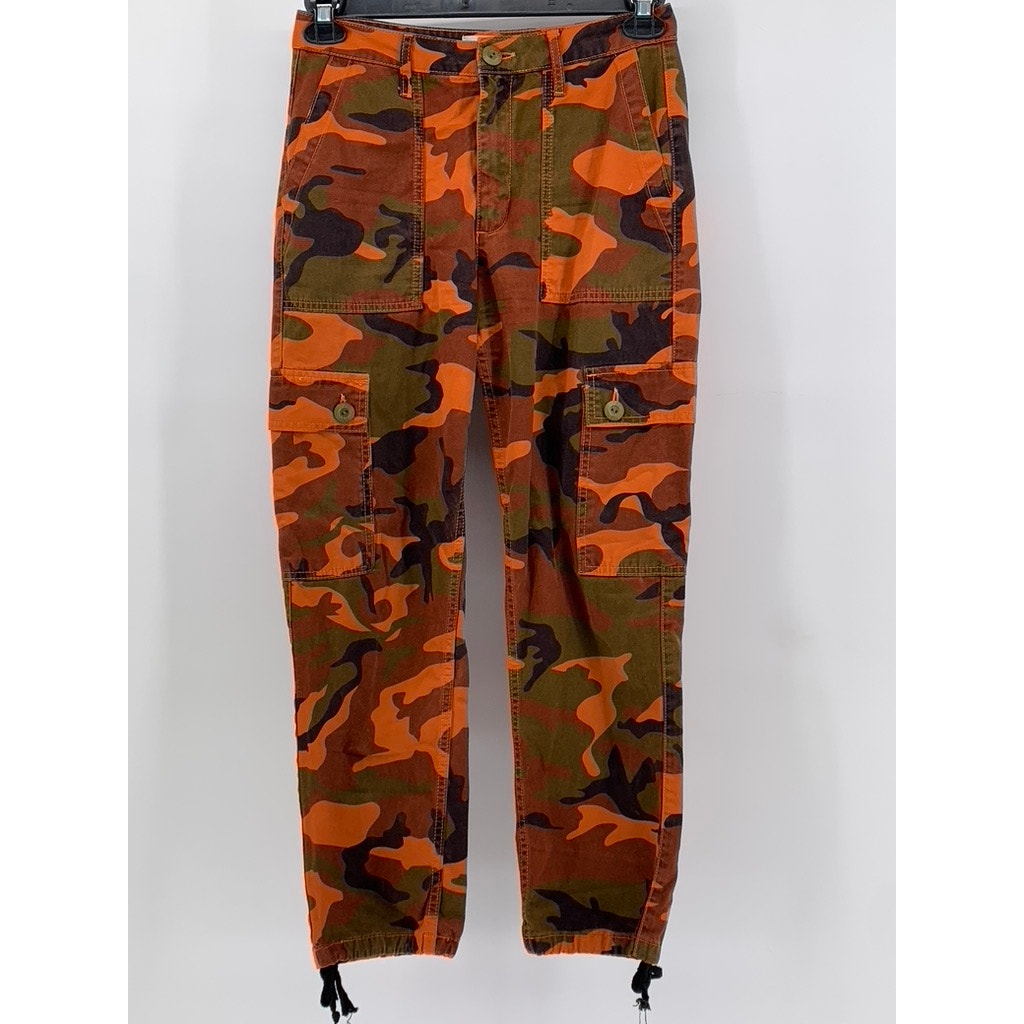 URBAN OUTFITTERS Women's Orange Camo Relaxed-Fit Pants SZ 4