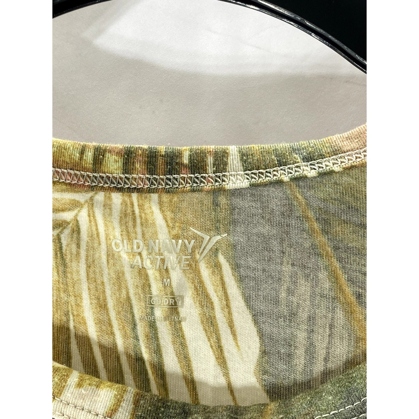 OLD NAVY ACTIVE Women’s Beige-Green Tropical Floral Go-Dry Crewneck Tank Top SZM