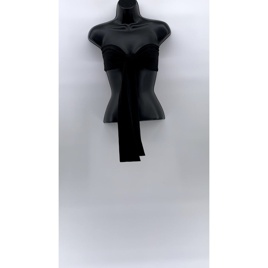 SHEIN Women's Black Tie Bow Strapless Cropped Tank Top SZ M
