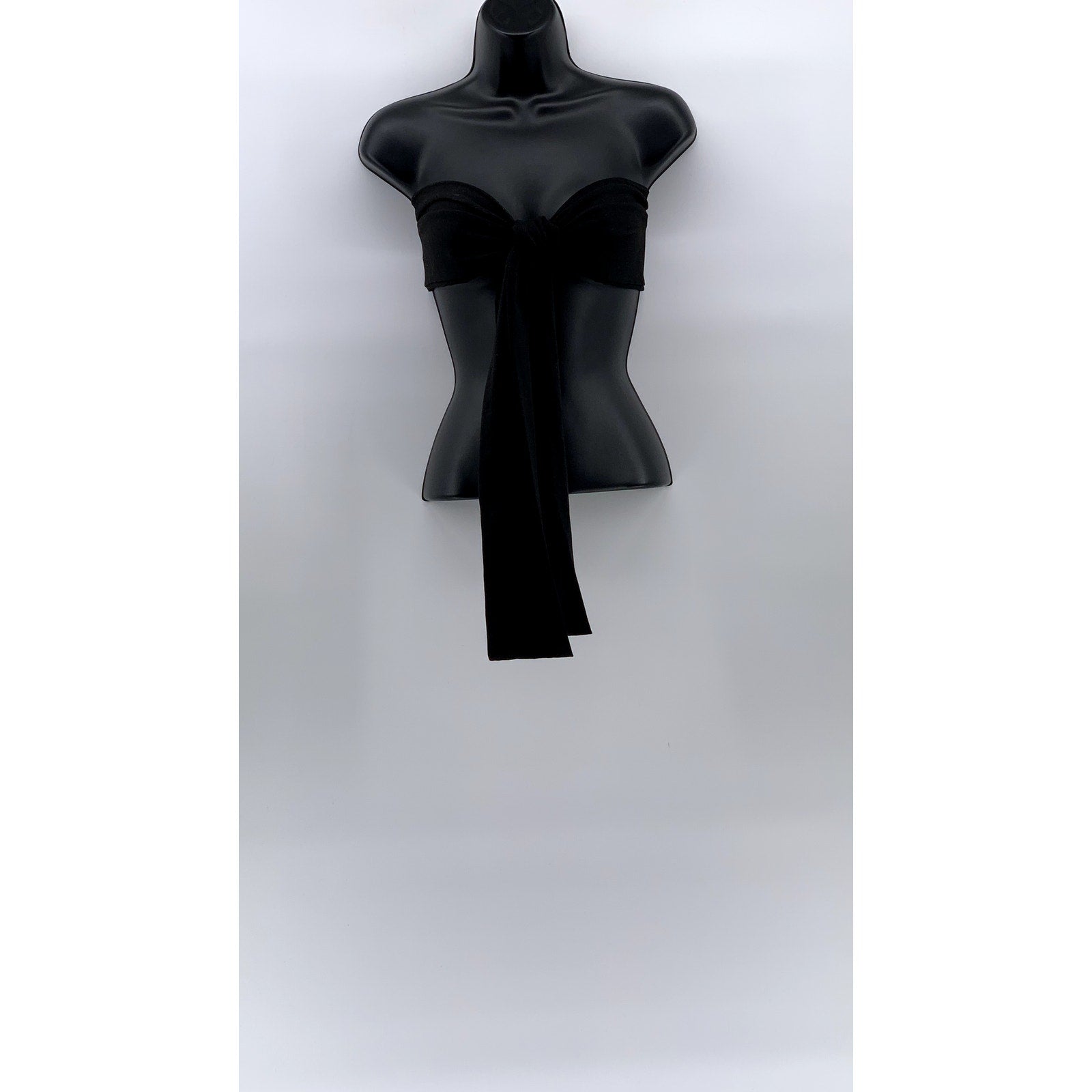 SHEIN Women's Black Tie Bow Strapless Cropped Tank Top SZ M