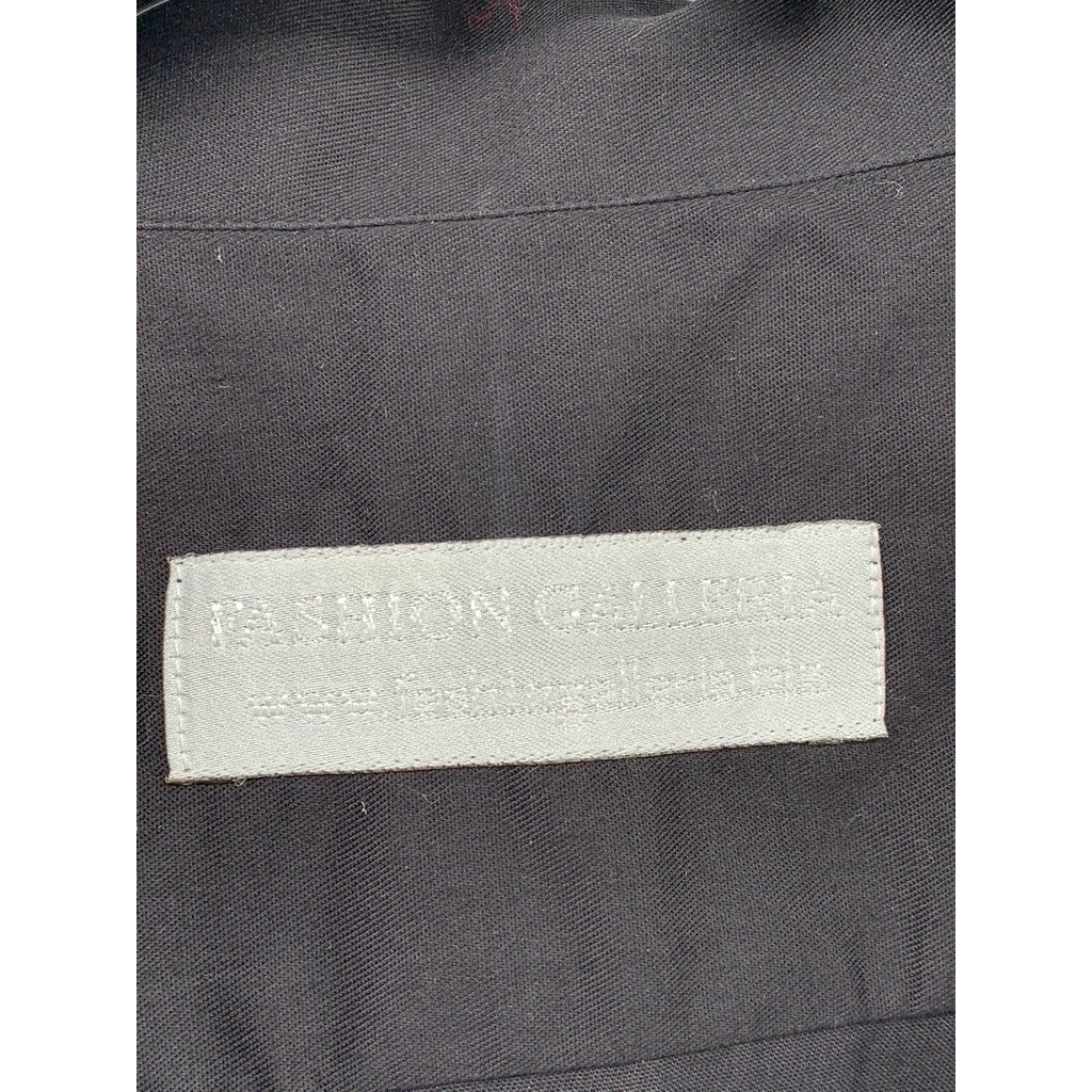 FASHION GALERIA Men's Black Short Sleeve Button-Up Regular-Fit Shirt SZ M