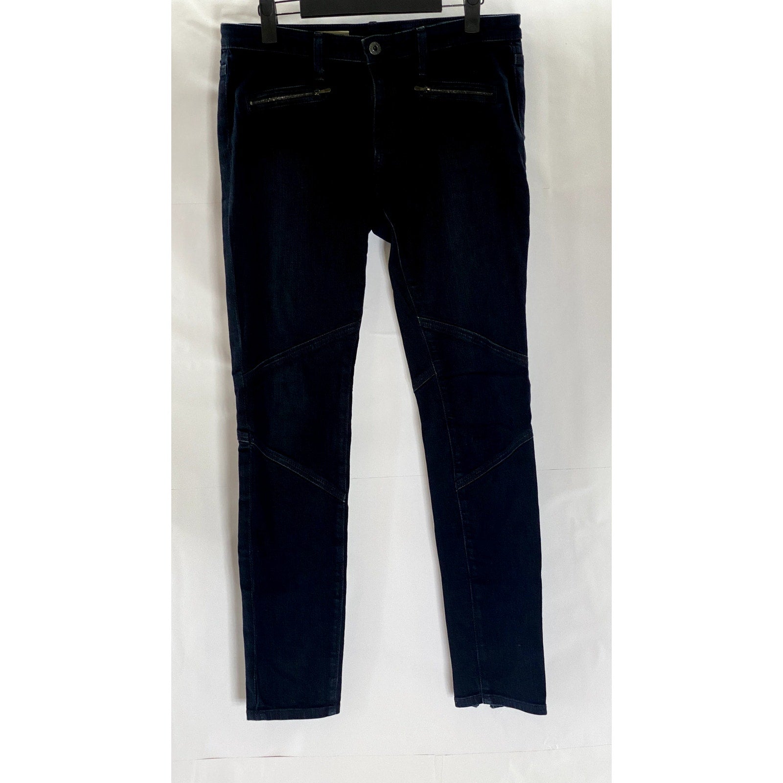 ADRIANO GOLDSCHMIED Women's Blue The Moto Zipper Hem Skinny Jean Leggings SZ 29