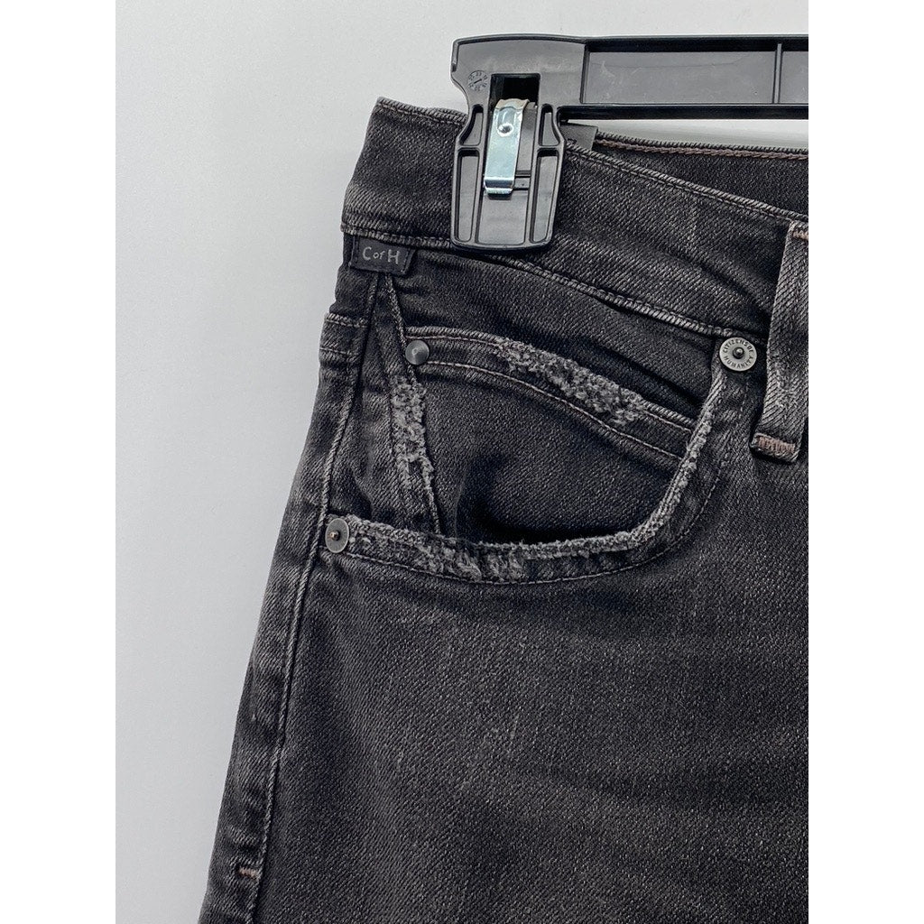 CITZENS OF HUMANITY Women's Washed Black Distressed High-Rise Skinny Jeans SZ 27
